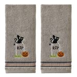 SKL Home Halloween Graveyard Cat Hand Towel Set for Bath/Kitchen/Bar & Gift, Gray 2 Count