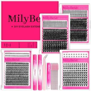 MilyBest Lash Clusters Kit with Spikes/Bottom Lashes Clusters 792Pcs Wispy DIY Lash Cluster Kit 4 Styles Curl Individual Eyelashes Pack with 2 Bond&Seal Volume Bulk Cluster Eyelash Extensions Kit