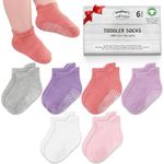 Mother's Choice Organic Cotton GOTS Certified Ankle Baby Socks 6 Pairs, 6M - 5Y For Infants & Toddler Socks Non Slip Baby Girl & Boy Socks (US, Age, 6 Months, 12 Months, Purple Combo)
