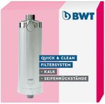 BWT Quick & Clean Anti-Limescale Filter System with 1 Filter Cartridge, Limescale Protection, Bathroom, Inline Shower Filter, Water Filter, Self-Assembly, for Taps, Glass & Tiles