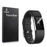 Youniker 5 Pack for Fitbit Charge 2 Screen Protector for Fitbit Charge 2 Screen Protector Foils Crystal Clear HD,Full Coverage,Anti-Scratch, Anti-Fingerprint,Bubble Free Film