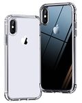 ONES iPhone Xs Max HD Clear Slim Hard Case『Shockproof Airbag』『Raised Edges Protect Camera Screen』 [ Non-Yellow ] [ Anti-Slip ] PC + TPU Hybrid Protective Transparent Silicone Cover for Apple 6.5 inch