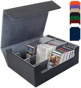 Dadabig Boîte à Cartes pour MTG, Boîte de Rangement pour Carte à Collectionner, Boîte à Cartes à Jouer avec 8 Séparateurs de Cartes pour Plus de 1800 Cartes, Deck Case Box Magnétique en Cuir(Noir)