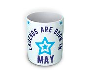 Tee Mafia May Birthday King Gift White Mug with Cool Print| 11Oz White Coffee Mug with Print | Coffee & TeaMug| Legends Mug|Gifting| Legends are Born in May Mug|80