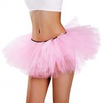 Phantomon Tutu Skirt Women's Teens Classic Elastic 5 Layered Tulle Ballet Skirt, 1950s Vintage Style Short Skirt, Adult Size (Pink)