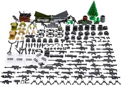 BrickBounty 170 pcs Weapon Pack Military Weapon Accessories Army Guns for Major Brands, Minifigures Militarybase-Toy-Soldiers-Sentry Post, WW2-Modern-SWAT-Battle-Ammo-sandbag- Army Supplies