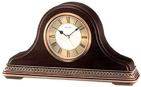 Seiko Designer Analog Brown Wooden Roman Figure Alarm Table Clock (Size: 25.9 x 5.8 x 14.5 CM | Weight: 800 Gram | Color: Brown)