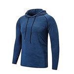 HUAKANG Mens Running Tops Long Sleeve T-Shirt Gym Tops for Men Sport T Shirts Fitness Workout Hoddies Jogging Sweatshirt Pullover Casual Tee Comfortable and Breathable Gym Clothes(1608 Navy L)