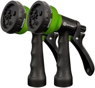 AUTOMAN-Garden-Hose-Nozzle, 2 Pack ABS Water Spray Nozzle with Heavy Duty 7 Adjustable Watering Patterns,Slip Resistant for Watering Plants,Lawn& Garden,Washing Cars,Cleaning,Showering Pets - Green
