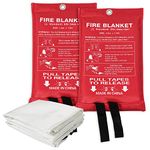 Safewayfire Emergency Fire Blanket for Home and Kitchen, 2Pack Fiberglass Fire Retardant Blankets for Grill, School, Fireplace, Warehouse, Car, Camping (39.4" x 39.4")