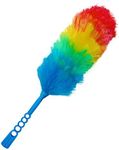 Upgrade Rainbow Static Feather Duster with Beandable and Washable Head - More Fibers Bigger Head and Brighter