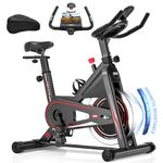 DMASUN Indoor Exercise Bikes for Home Gym Use with LCD Display, Spin Bike with Tablet Holder & Comfortable Seat Cushion, Super Quiet Fitness Bike for Home Cardio Workout with Heart Rate Sensor