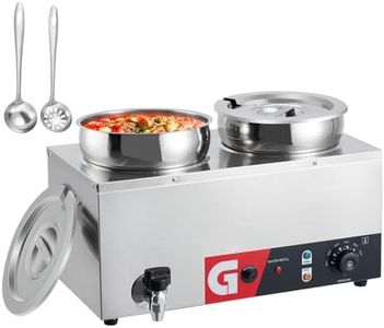 GarveeTech GarveeTech Commercial Soup Warmer 2X7.4QT - Stainless Steel Buffet Bain Marie, 86-185℉ Adjustable Temp, Anti-Dry Burn, Reset Button, 1200W Electric Food Warmer for Restaurant