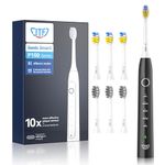 Sonic Toothbrushes Adults JTF Electric Toothbrushes Adults Rechargeable Electric Toothbrush with Timer, 50000 VPM, USB Fast Charge 4 Hours Last 90 Days, 5 Cleaning Modes, 6 Dupont Heads