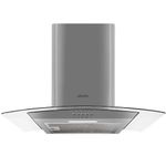 Abode Chimney Cooker Hood Stainless Steel 60cm Curved Glass Extractor Hood & Recirculation with 1x Carbon Filters, Wall Mounted Range Hood Extractor Fan, 3 Speed Settings, AGCH6031SS (Silver)