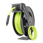 Flexzilla Open Face Retractable Air Hose Reel, 3/8 in. x 50 ft, Heavy Duty, Lightweight, Hybrid, ZillaGreen - L8611FZ