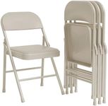GarveeHome 4 Pack Folding Chairs with Padded Cushions, Padded Foldable Chair Hold Up to 350 LB, Portable Beige Folding Chair Suitable for Dining Room, Home Office, Indoor and Outdoor Events