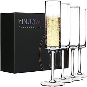Premium Crystal Champagne Flute Glasses Elegantly Designed Hand Blown Champagne Glasses Lead Free (Set of 4)