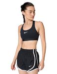NIKE DX6821-010 W NK SWSH MED SPT Bra Sports Bra Women's Black/White Size XL