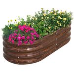 SnugNiture Galvanized Raised Garden Bed , 4x2x1ft Oval Metal Planter Box for Planting Outdoor Plants Vegetables