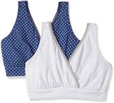 PLAYTEX Women's Nursing Pullover Sleep Bra 2-Pack US02PK, in The Navy Dot Print/Silver Heather Print, X-Small