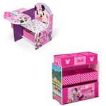 Delta Children Design & Store 6 Bin Toy Storage Organizer + Disney Minnie Mouse Chair Desk with Storage Bin