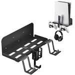 Aceshop PS5 Wall Mount, 5 in 1 PlayStation 5 Wall Mount (Disc and Digital Edition) Wall Bracket for PlayStation 5 with Detachable Controller Holder & Headphone Hanger & Remote Control Bracket (Black)