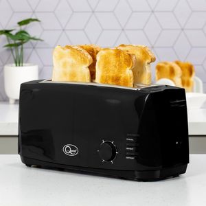Quest 4-Slice Toaster – Black, Wide Slots, Adjustable Browning
