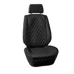 FH Group Car Seat Cushion Faux Leather Automotive Seat Cushions - Universal Fit, Car Seat Cushion with Front Pockets, Airbag Compatible Car Seat Cushions for SUV, Sedan, Van Front Set Black