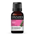 Soulflower Rosemary Essential Oil for Hair Growth, Hair Fall Control, Hair Nourishment & Strengthening, Skin Care | Clinically Proven and Ecocert Certified Organic | 100% Pure & Natural Undiluted | 10ml (Without Dropper)