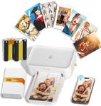CP4100 4x6 Photo Printer with 108 Sheets & 2 Ribbons, Full-Color Thermal Dye Sublimation Wi-Fi Printing, Portable Instant Picture Printer for iPhone/Android, AR Video, Fun App, Home Use, White