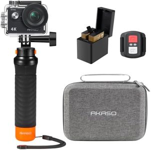AKASO EK7000 4K30FPS 20MP WiFi Action Camera with EIS Ultra HD 131FT Waterproof Underwater Camera Remote Control 4X Zoom Support External Microphone Black with Floating Handle Grip