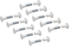 Merriway® BH01815 (10 Pcs) Plastic Cabinet Connector Binding Post Screw with Steel 6 mm (1/4 Inch) Threaded Bolt for Thickness to 35 mm (1.3/8 Inch) White - Pack of 10 Pieces