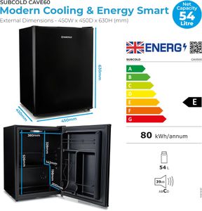 Subcold Cave60 LED Beer Fridge – Compact Drinks Cooler, 60L