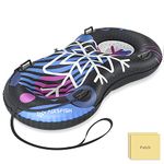 Snow Tube with Towable Leash, AirsFish 2 Seats Heavy Duty Inflatable Snow Sled for Children and Adults Wear-Resistant&Antifreeze Material Sledding Tubes for Winter Skating Sports