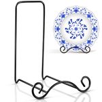 Baderke Wrought Iron Bowl Deep Platter Stand Detachable Metal Scroll Display Rack Easel Metal Bowl Display Stand Decorative Display Holder Dishes Picture Display Stand Easel (7" H x 5.625" W x 6" D)