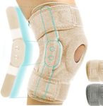 Vive Hinged Knee Brace - Open Patella Support Wrap for Women, Men - Compression for ACL, MCL, Torn Meniscus Ligament and Tendonitis - for Running, Athletic Tear and Arthritis Joint (Beige)