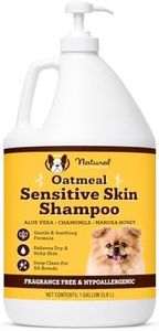 Natural Dog Company Sensitive Skin Dog Shampoo Gallon – 128 oz Oatmeal Hypoallergenic Formula with Aloe, Manuka Honey & Chamomile – Soothes Itchy, Dry, Flaky Skin – Groomer & Multi-Dog Household Size