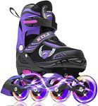 Inline Skates for Kids,Roller Blades,Adjustable Roller Skates with 4 Illuminating Pu Wheels,Outdoors Indoors Roller Blades for Boys Girls Beginners (Purple Eagle, Medium - Big Kids (1-4 US))