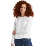 Hanes Women's V-Notch Pullover Fleece Sweatshirt, WHITE, LARGE