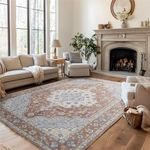 Bedsure 9x12 Area Rugs for Living Room, Machine Washable Rugs, Vintage Rug, Non-Slip Backing, Non-Shedding, Low Pile Easy Care Throw Rugs for Bedroom Dining Room, Taupe