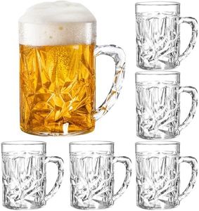 Peohud 6 Pack Plastic Beer Mugs, 20 Oz Beer Stein Glasses with Handle, Clear Large Drinking Cups for Bar, Cocktail, Alcohol, Beverages, Milk, Juice, Soda