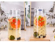 FINSTER Premium Octa Curve Pot Jug and Round Curve Line Pot Jug Set of 2 Juice Water Glass Jug Combo with Lid and Handle, (1.8 Liter) Transparent | Serve Water | Iced Tea | Juices | Cocktail | Shakes