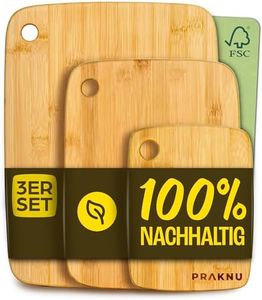 3er Schneidebrett Holz Hackbrett Set aus Echtem FSC® Bambus - 38x29cm/ 30x23cm/ 25x15cm Groß