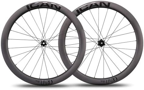 ICANIAN Ruote in carbonio Alpha 50 Disc Pro per bicicletta da strada, 50 mm Clincher tubeless Ready Disco Freno 12 x 100/12 x 142 mm