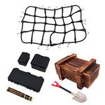 WANGCL 6PCS Remote Control Car Roof Rack Accessories with Cargo Net Mini Black Toolbox Wooden Box Shovel for 1/10 RC Car RC Crawler Monster Trucks Compatible with TRX4 SCX10/D90