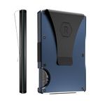 Ridge Wallets - Slim Minimalist Front Pocket Wallet for Men, RFID Card Holder, Navy, Hex Ridge