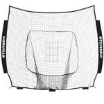 Storgem Replacement Net for Baseball Net,(Net Only),7-Strand Knotless Polyester Net,Fits The 7x7ft Size Baseball Bow Style Frames (Black PRO)