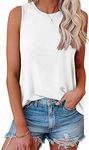 AirMood Womens Casual Cami Tank Tops Loose Fit Summer Sleeveless Camisole Tshirts (White,Medium)