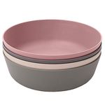 WeeSprout Bamboo Kids Bowls, Set of Four 15 oz Kid-Sized Dinnerware, Cereal, Leftovers & Snack Bowl, Dishwasher Safe (Pink, Green, Gray, & Beige)